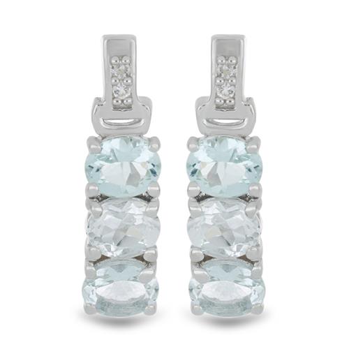 BUY NATURAL AQUAMARINE GEMSTONE EARRINGS IN 925 SILVER 